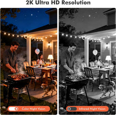 Outdoor Wireless Security Camera – 2K Battery Powered, Color Night Vision, AI Motion Detection, Siren Alarm (2 - Pack) - dzees - cam