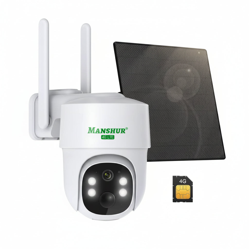 4G LTE Cellular Wireless Security Camera 360° PTZ 2K Solar No WiFi Surveillance Camera MANSHUR UB6 (UBOX App) - dzees - cam