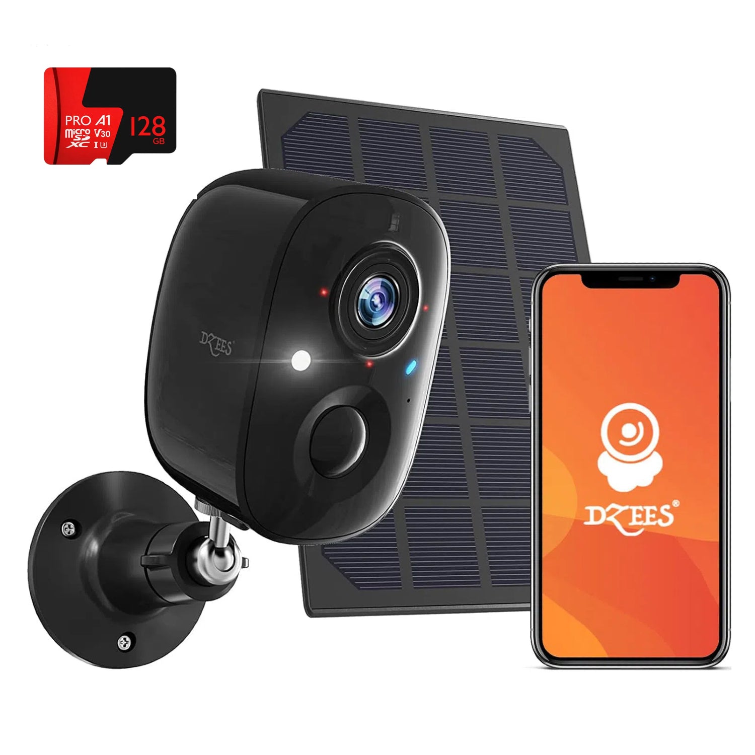 Mini 1080P Wireless Battery Powered Security Camera with Solar Panel for Indoor Outdoor Use Dzees CG6BK