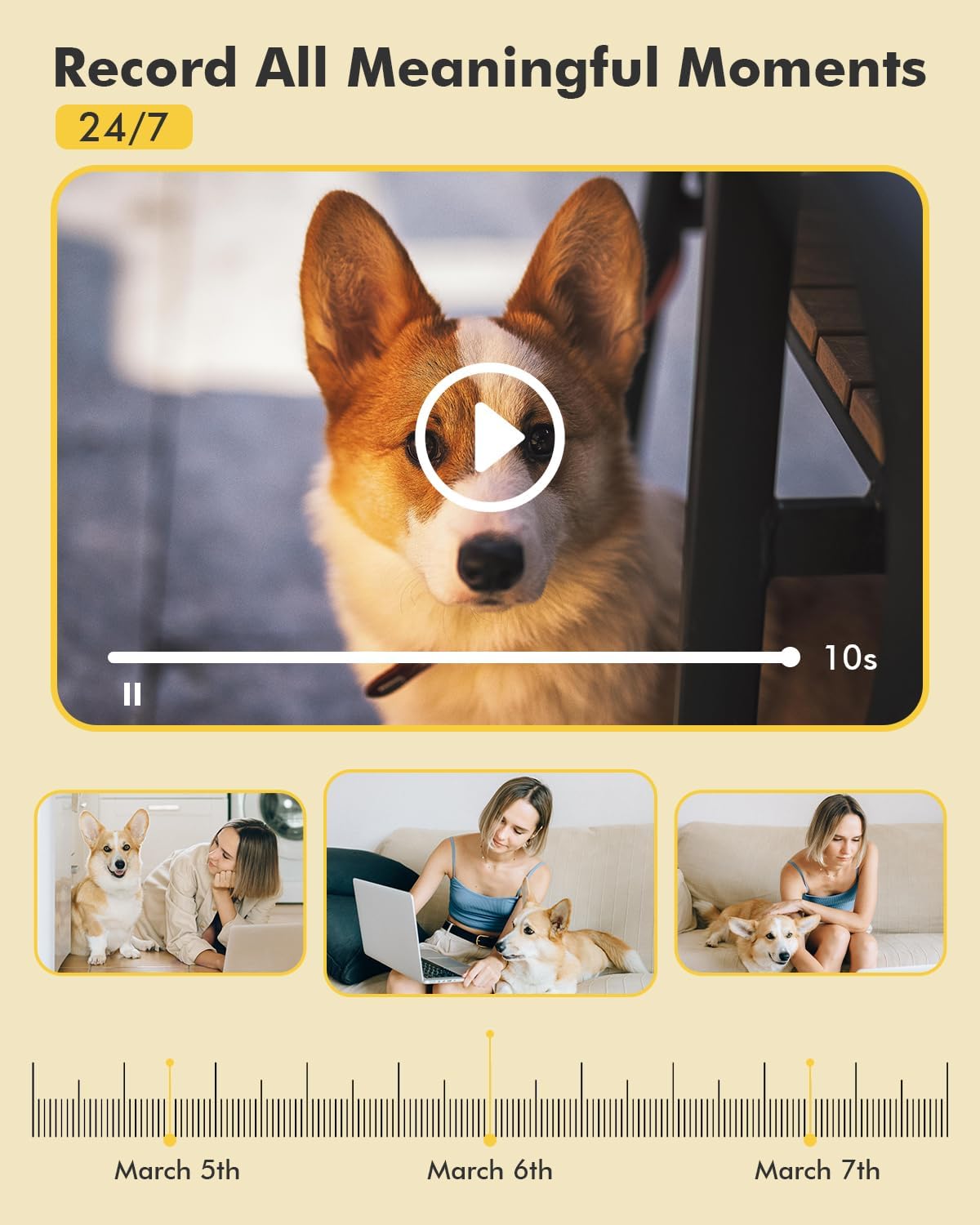 2K Indoor Pet Camera with 360° View, 24/7 Recording, Audio & Motion Tracking - Perfect for Pet Owners Dzees CA49 - dzees - cam
