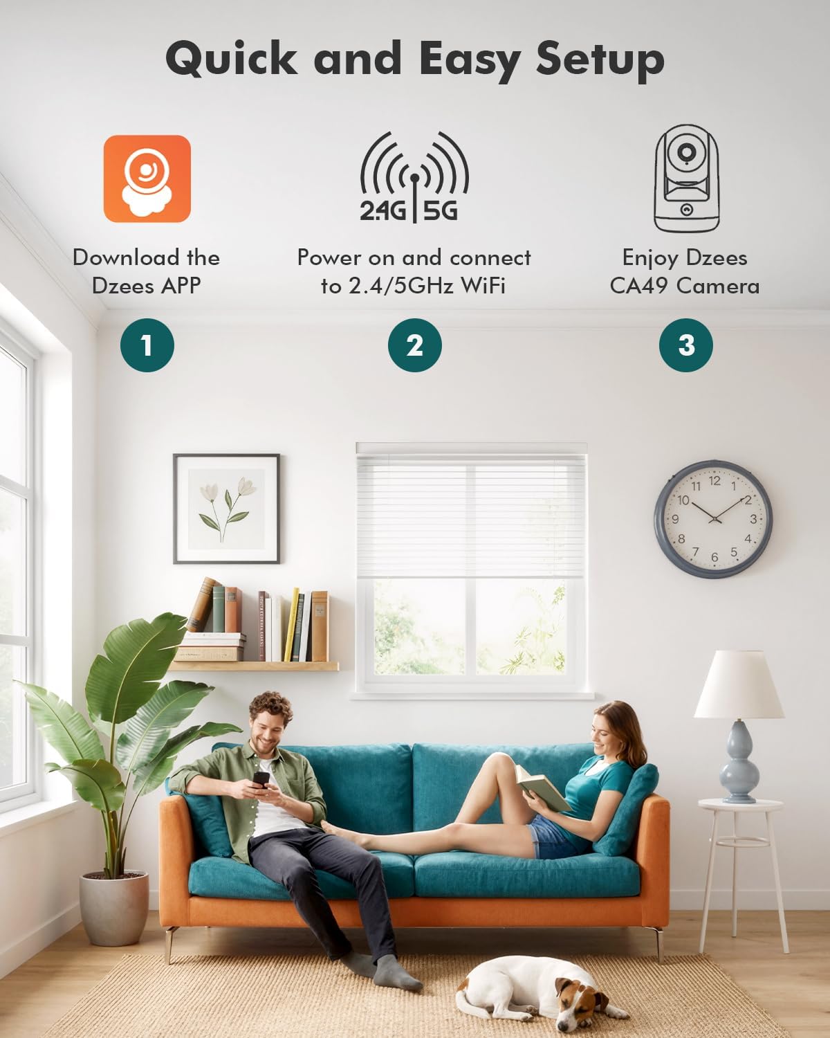 360° 2K Smart Indoor Security Camera – AI Motion Tracking, Night Vision, 2.4G/5G WiFi - Dzees CA49B - dzees - cam