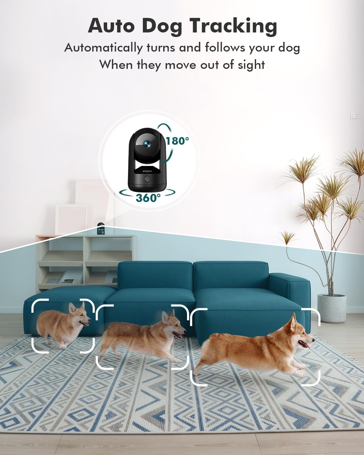 360° 2K Smart Indoor Security Camera – AI Motion Tracking, Night Vision, 2.4G/5G WiFi - Dzees CA49B - dzees - cam