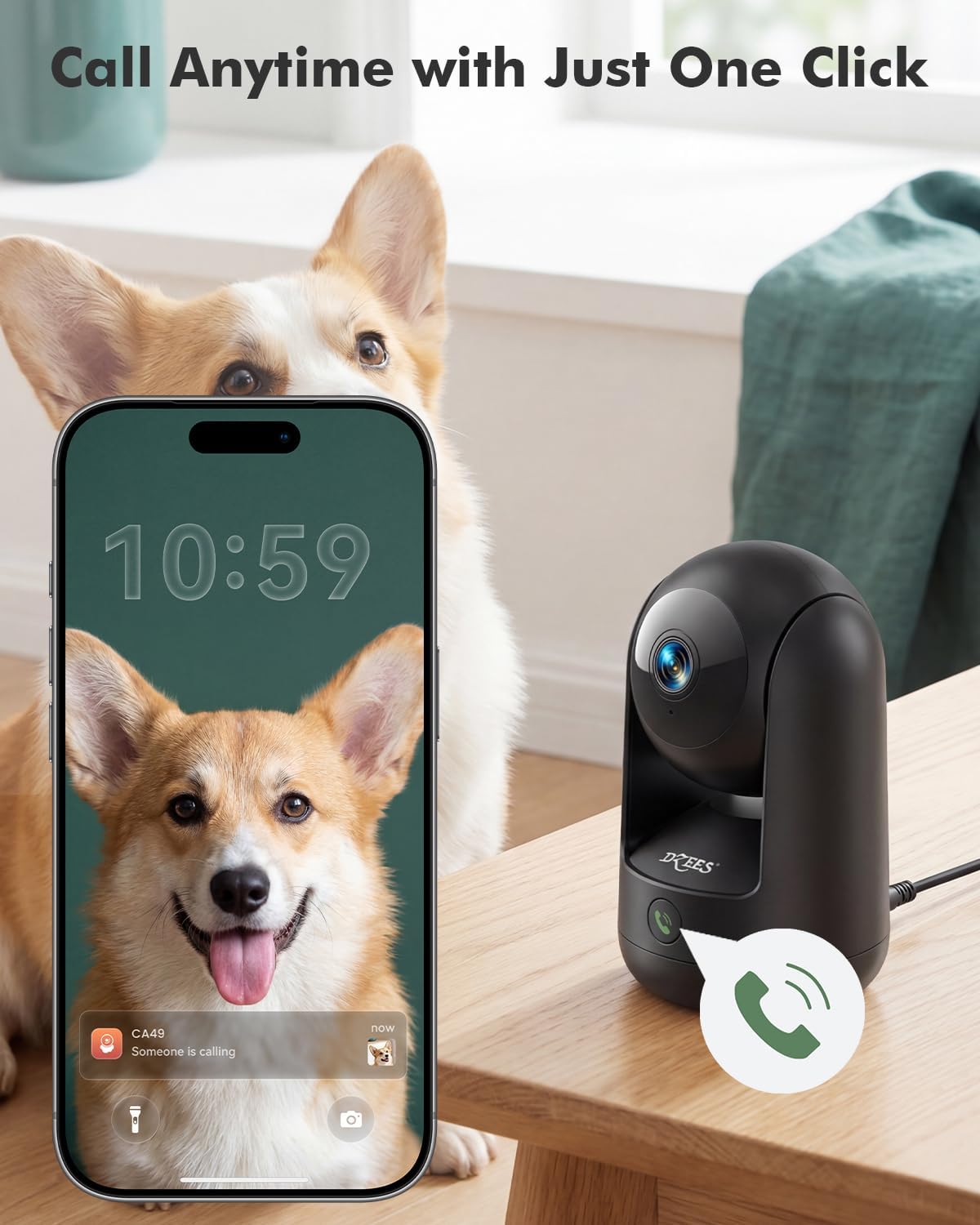 360° 2K Smart Indoor Security Camera – AI Motion Tracking, Night Vision, 2.4G/5G WiFi - Dzees CA49B - dzees - cam