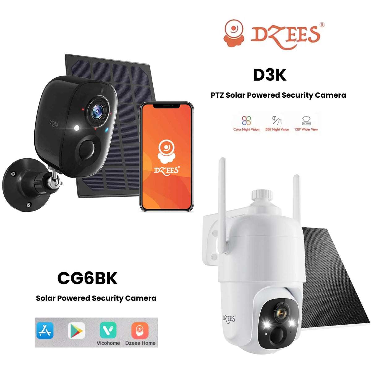 D3K PTZ Security Camera + CG6BK Wireless Security Camera Dzees Camera Bundle - Dzees Camera Bundle