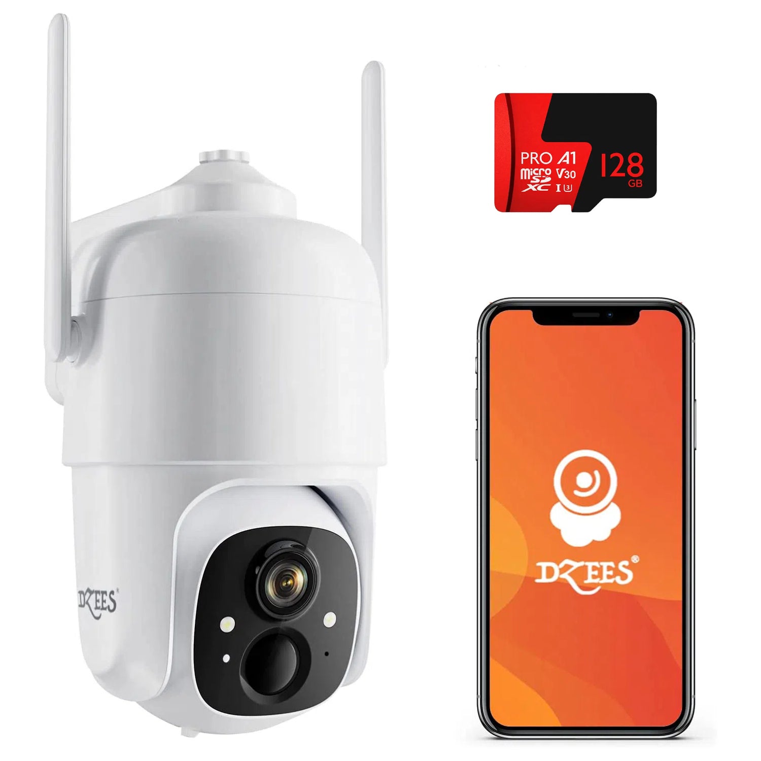 2K 360° PTZ Wireless Security Outdoor WiFi Camera with Siren Alarm Spotlight Dzees D3