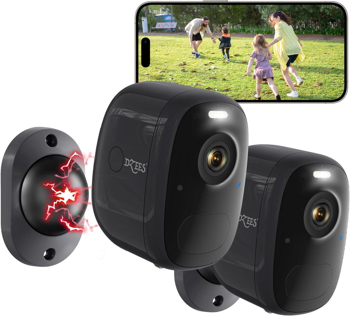 4MP Wireless Outdoor Security Camera – Battery Powered, AI Motion Detection, Color Night Vision, No Wiring Needed - Dzees G1B - dzees - cam