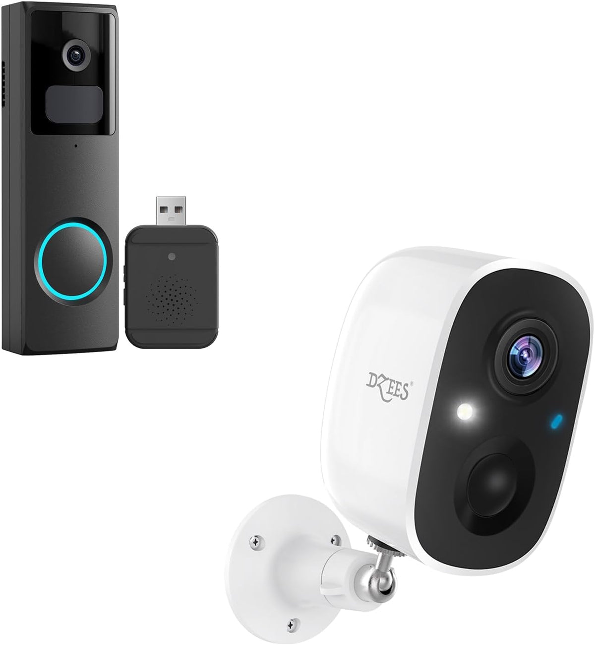 CG6 Wireless Security Camera + DB2 Doorbell Security Camera Dzees Camera Bundle