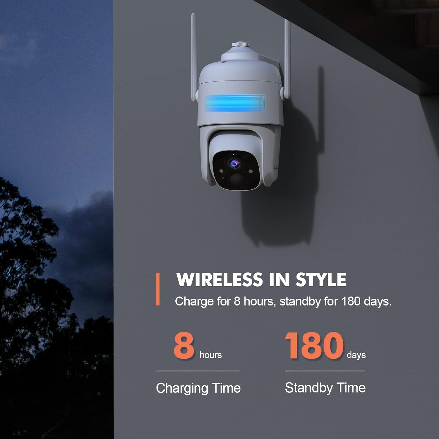 2K 360° PTZ Wireless Security Outdoor WiFi Camera with Siren Alarm Spotlight Dzees D3