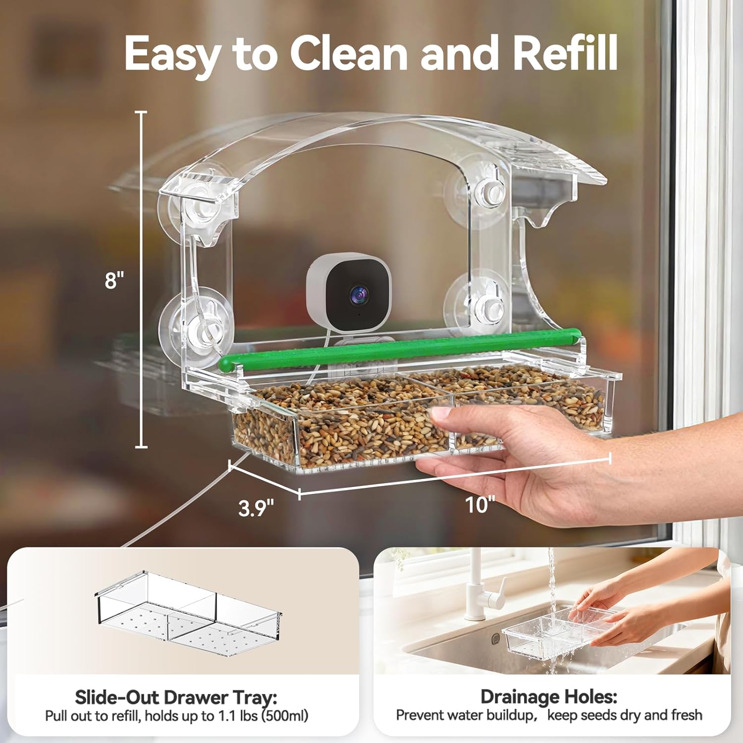 2K Smart Window Bird Feeder Camera – AI Bird Identifier, Live Streaming & Auto Capture Dzees