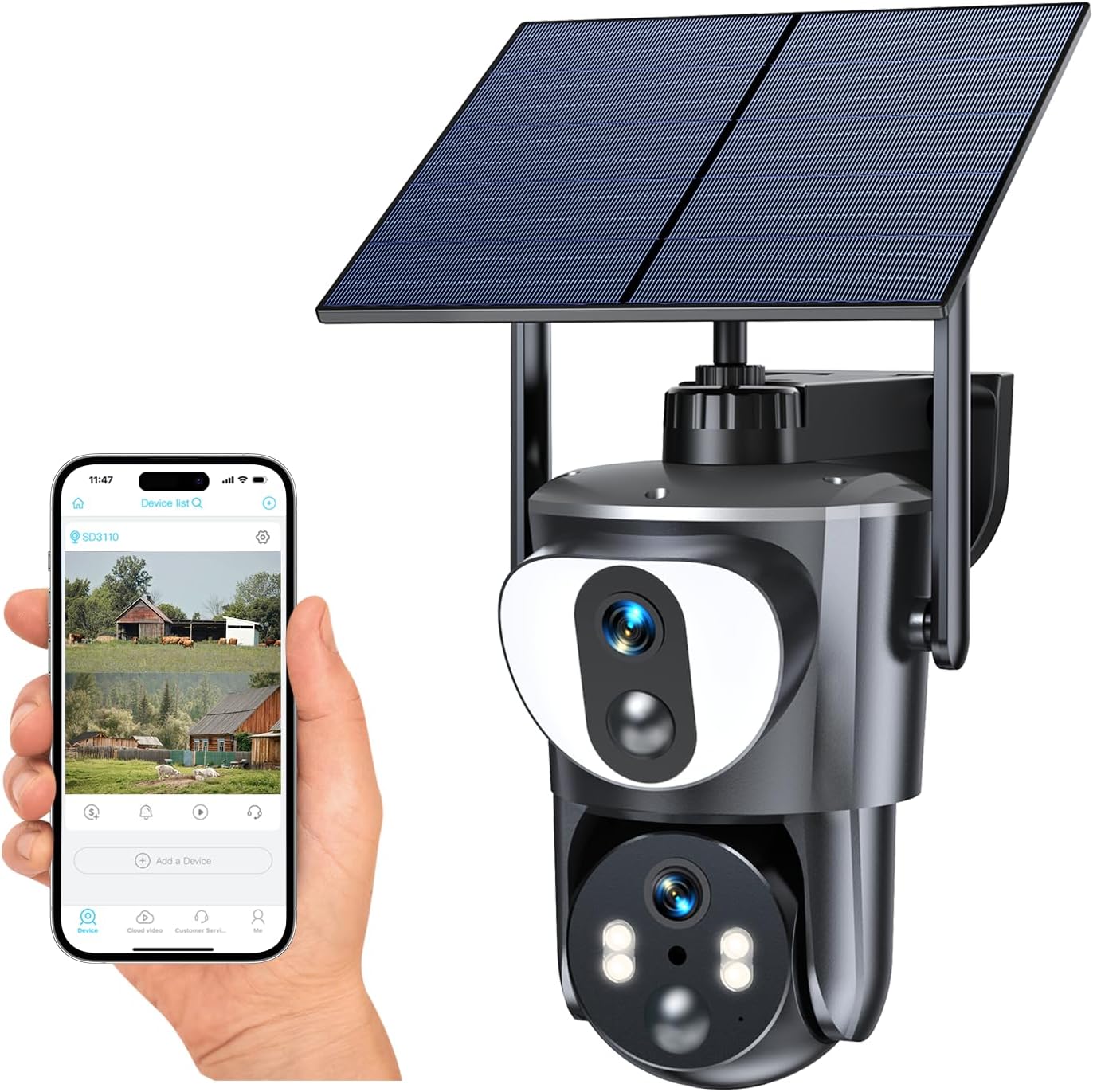 (UBOX App) 4G Dual-Lens Security Camera Dual Camera No WiFi Required Outdoor Surveillance Camera MANSHUR RBS