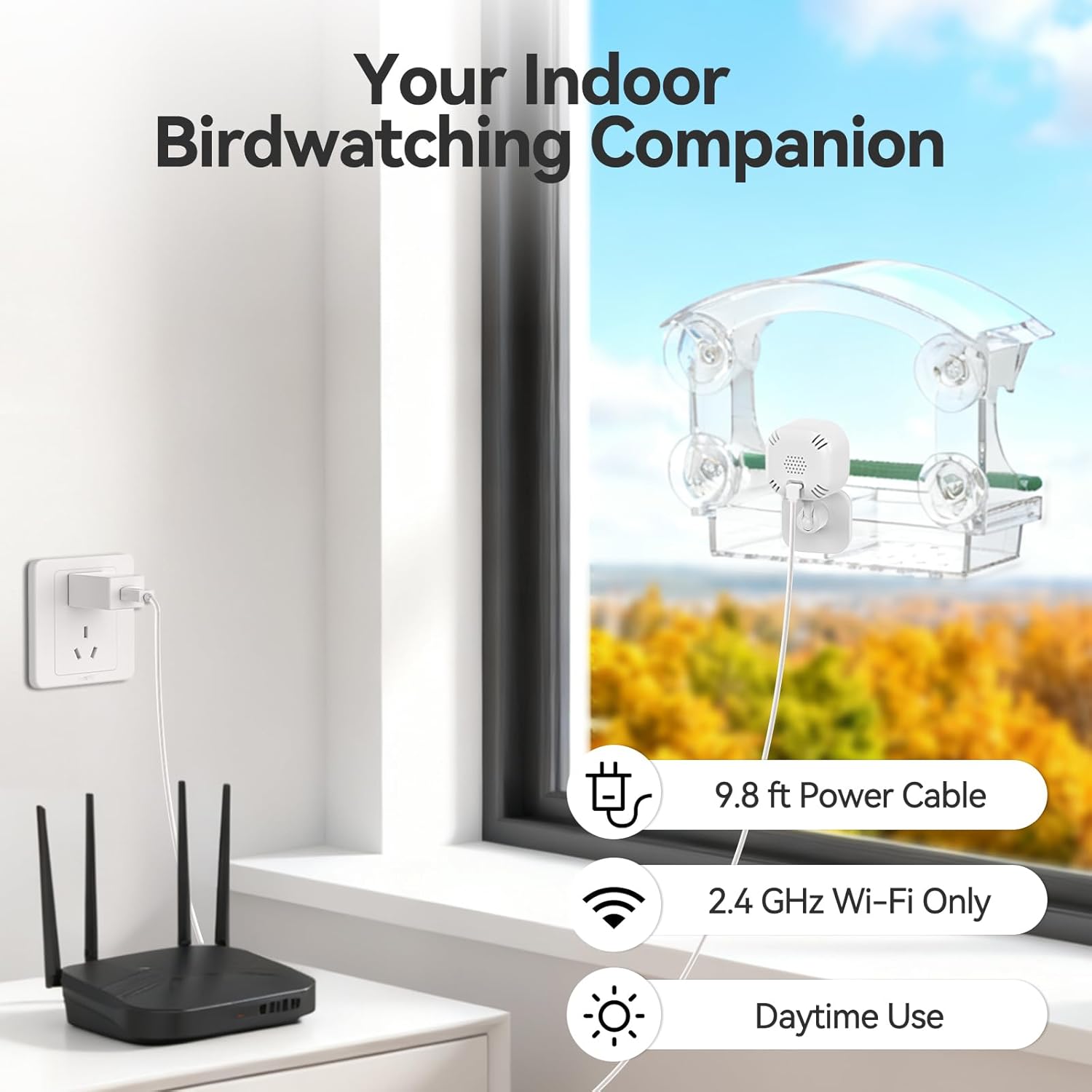 2K Smart Window Bird Feeder Camera – AI Bird Identifier, Live Streaming & Auto Capture Dzees