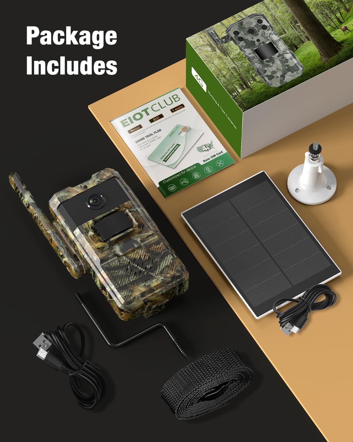 4G LTE Cellular Trail Camera Package Includes 