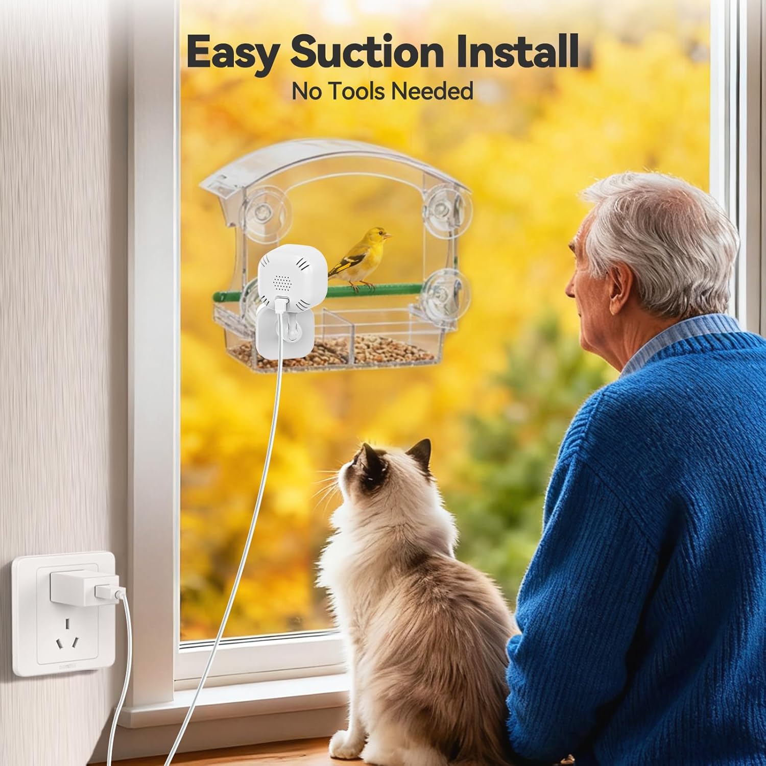 2K HD Window Bird Camera – Smart Bird Feeder with AI Species Recognition & Live Streaming Dzees