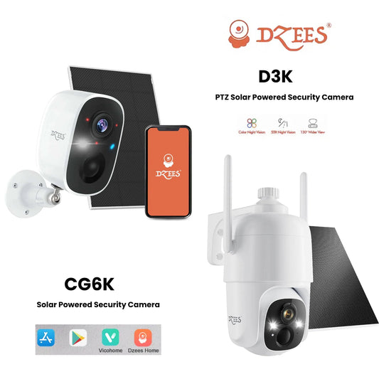 D3K PTZ Security Camera + CG6K Solar Powered Security Camera - Dzees Camera Bundle 1500