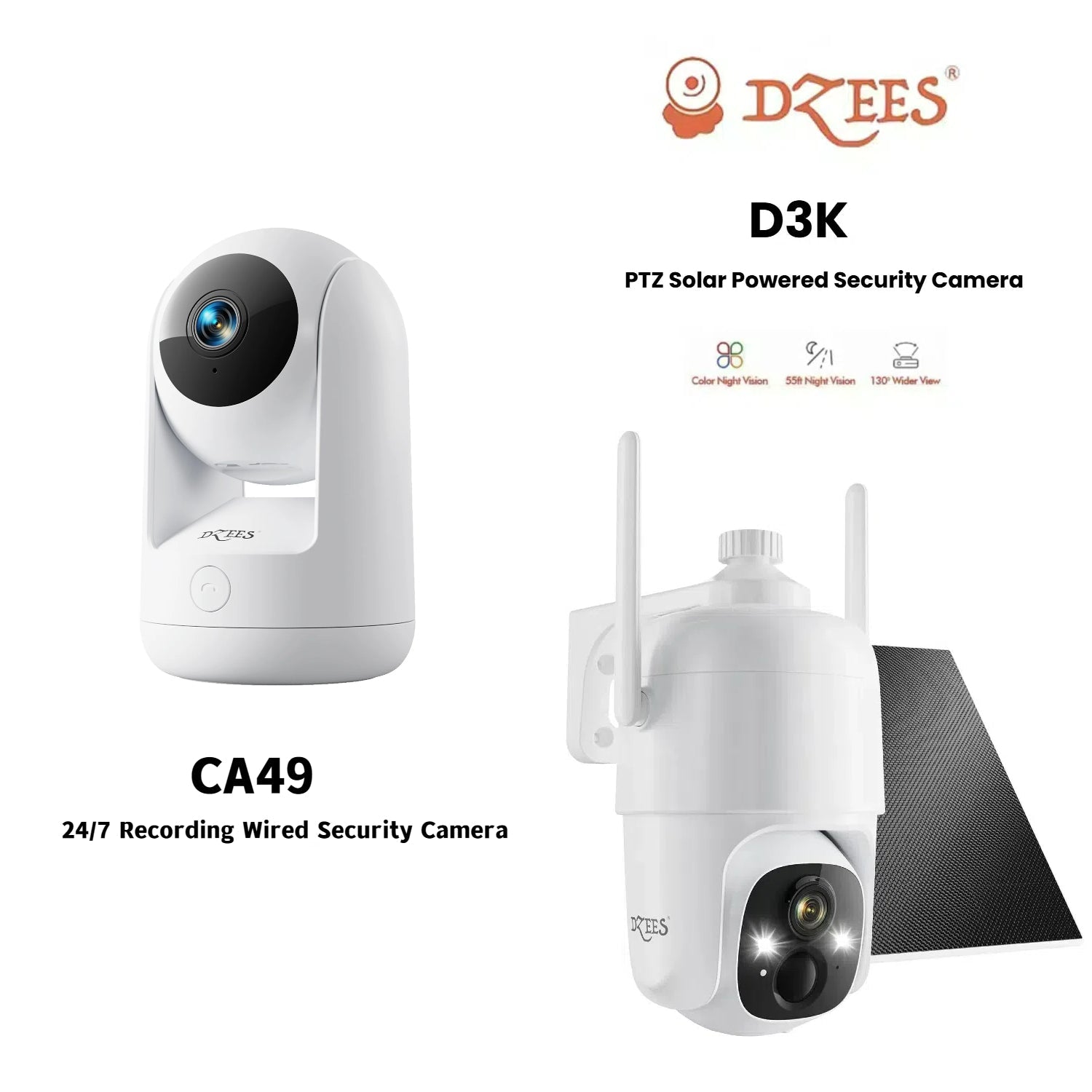 CA49 24/7 Recording Wired Security Camera + D3K PTZ Security Camera - Dzees Camera Bundle - dzees - cam