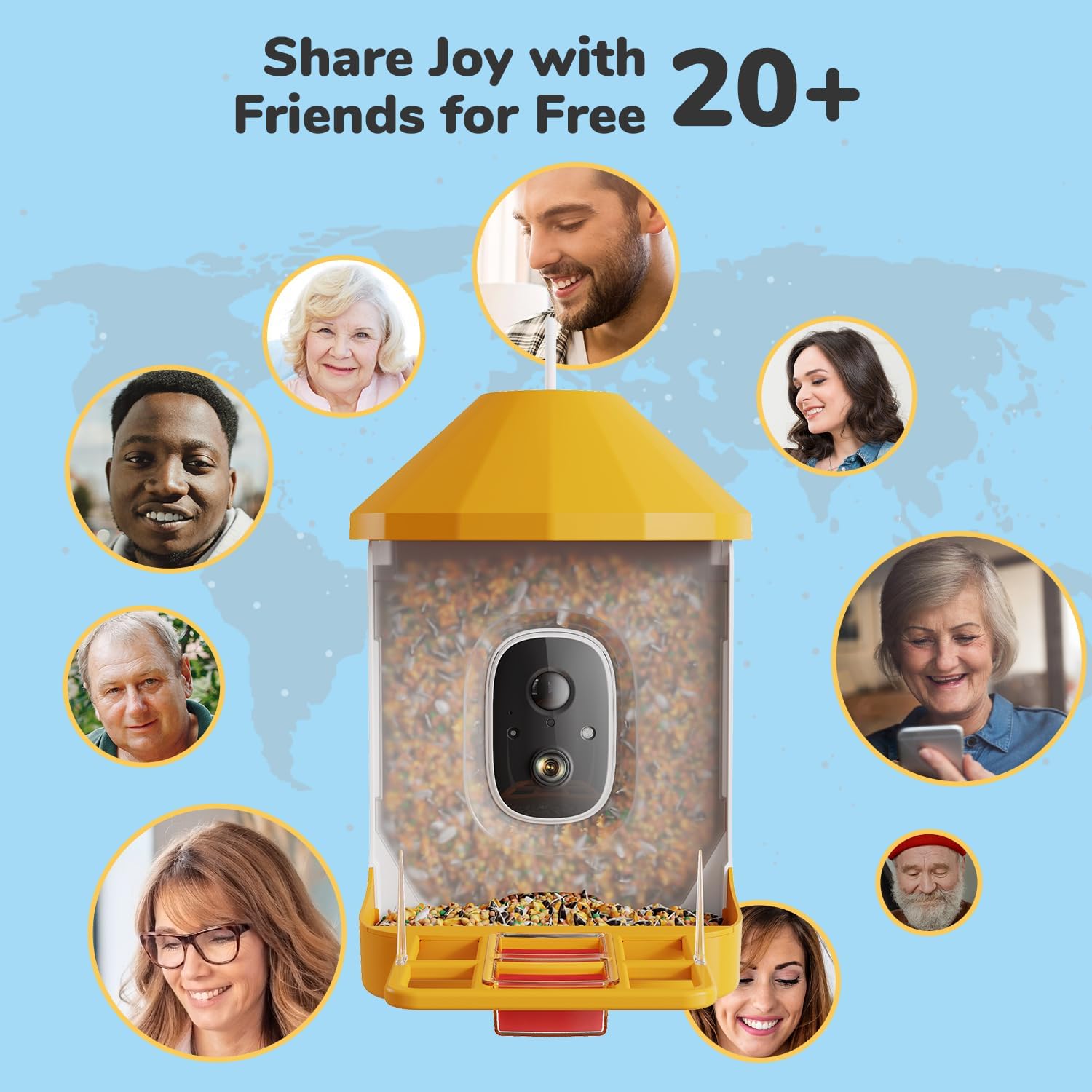 Smart Bird Feeder with Camera & AI Bird Identification – 2K HD Video, Solar Powered, 32GB Card, Live View & Alerts – Perfect Gift for Bird Lovers - Dzees B6 - dzees - cam