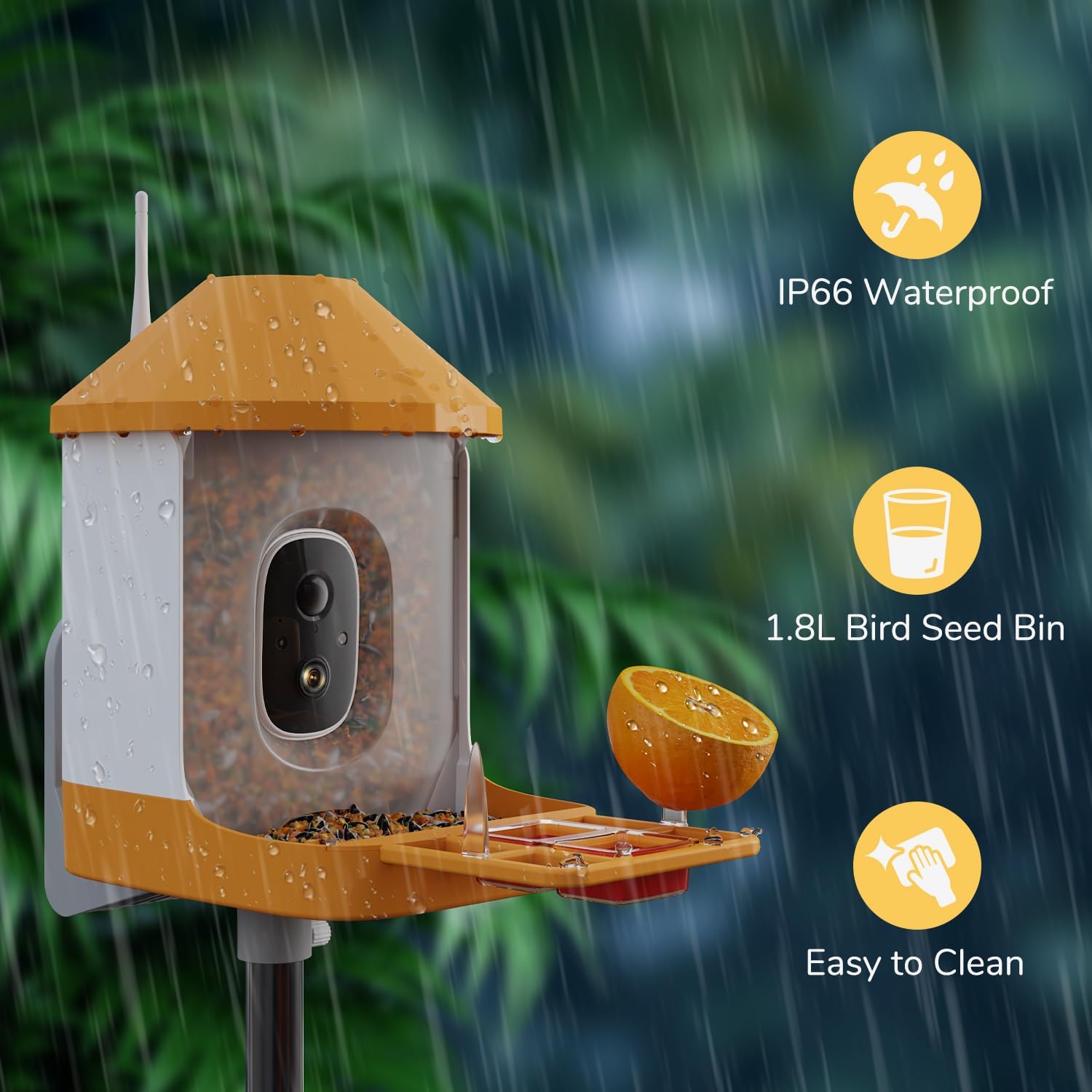 Smart Bird Feeder with Camera & AI Bird Identification – 2K HD Video, Solar Powered, 32GB Card, Live View & Alerts – Perfect Gift for Bird Lovers - Dzees B6 - dzees - cam