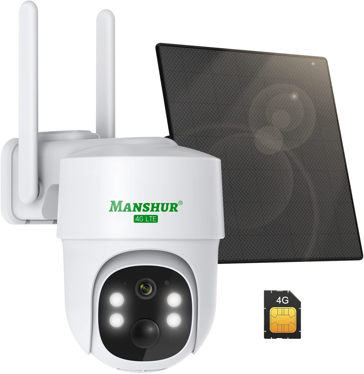 4G LTE Cellular Wireless Security Camera 360° PTZ 2K Solar No WiFi Surveillance Camera MANSHUR UB6 (UBOX App) - dzees - cam