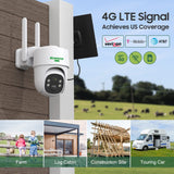 4G LTE Cellular Wireless Security Camera 360° PTZ 2K Solar No WiFi Surveillance Camera MANSHUR UB6 (UBOX App) - dzees - cam