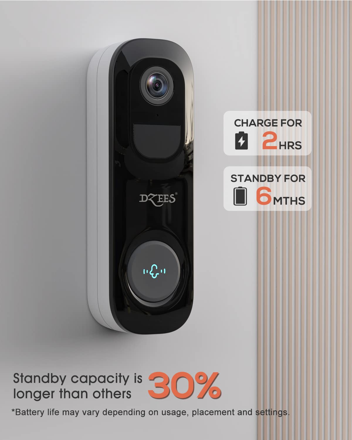 Dzees Large Capacity Battery Doorbell