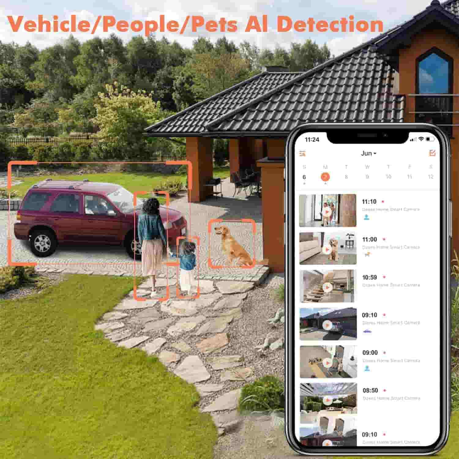 Solar Wireless Outdoor Security Camera – 2K HD, Battery Powered, AI Detection, Color Night Vision, 2 - Way Audio, IP65 Waterproof Dzees G6BK - dzees - cam