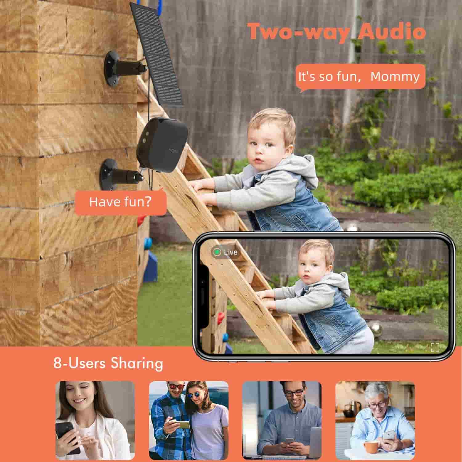 Solar Wireless Outdoor Security Camera – 2K HD, Battery Powered, AI Detection, Color Night Vision, 2 - Way Audio, IP65 Waterproof Dzees G6BK - dzees - cam